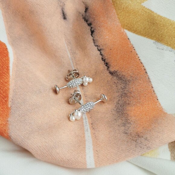 Kate Spade - Cheers To That - Silver White Stud Earrings - Picture 2 of 3